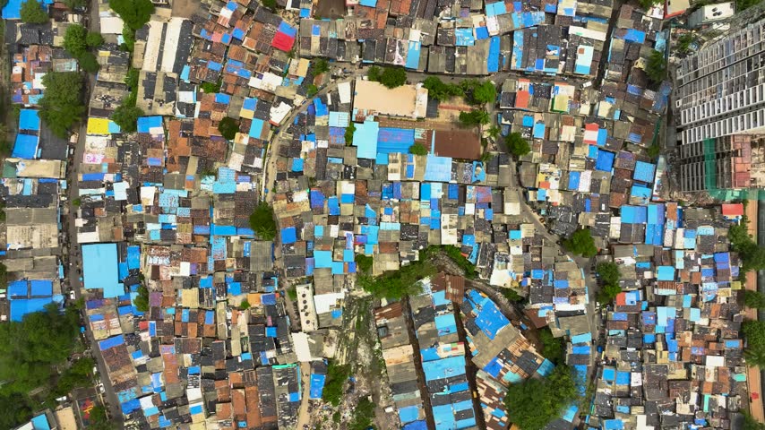 top view of Mumbai urban landscape with dense housing