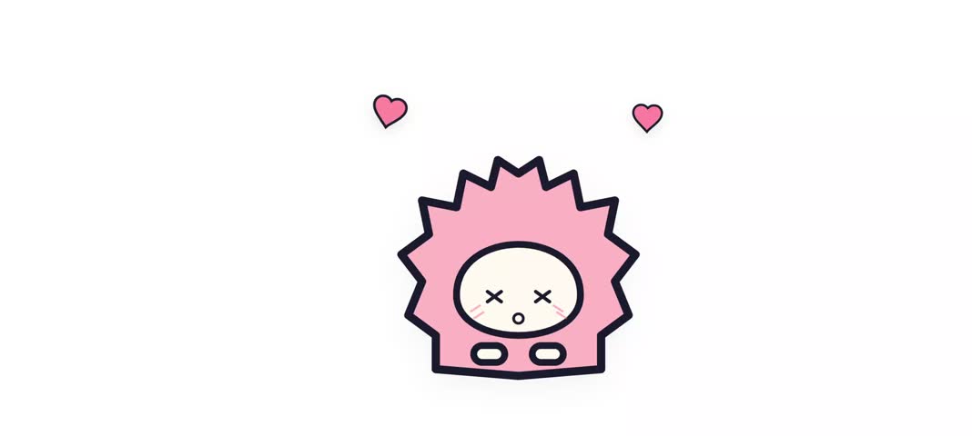 Cute pink hedgehog illustration featuring playful cartoon character design with tiny floating hearts against minimal clean white background showcasing charming kawaii aesthetic digital vector graphic art style perfect for children sticker projects and adorable greeting cards