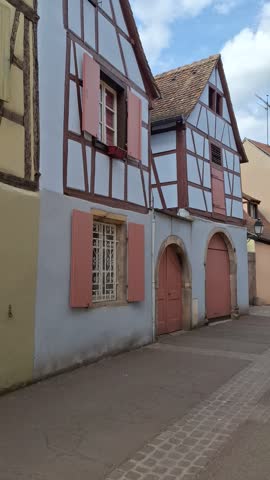 Colorful house facades in Eguisheim.  Alsace.