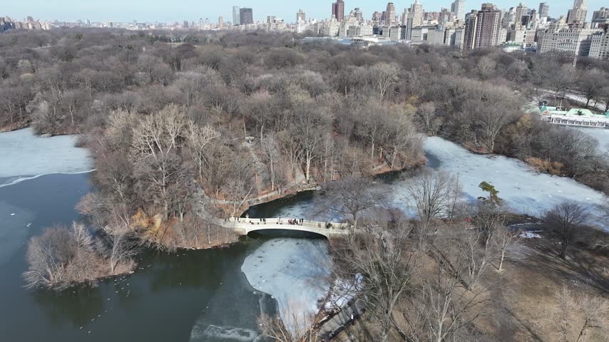 Central Park At Manhattan In New York United States. Downtown City. Leisure Park Landscape. Central Park At New York United States. Metropolitan District. Winter Scenery.