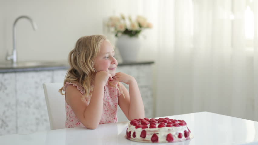 Pretty girl with big cake

