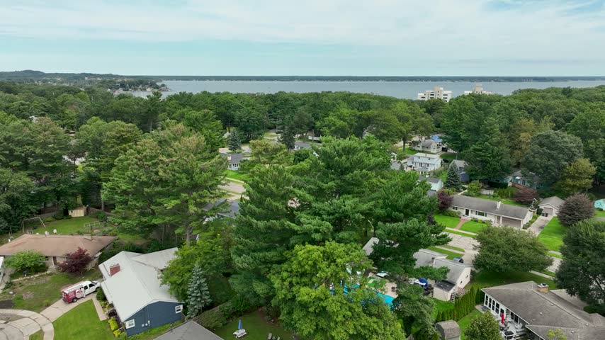 A view of the beach town suburb of Bluffton on the Michigan coast of Lake Michigan.