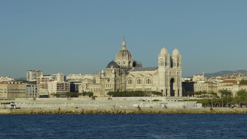 Panoramic view of the Cathedrale de la Major, a historic landmark in Marseille, France