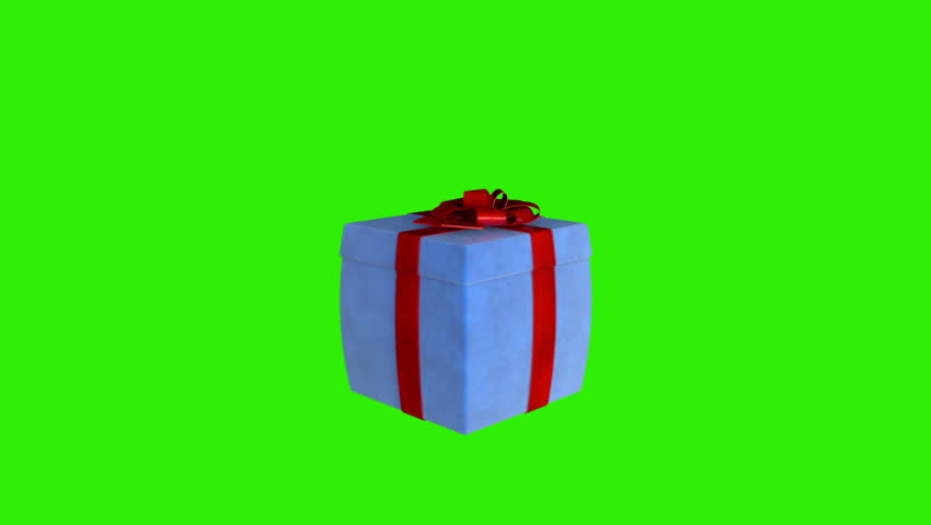 Gift box opening lid to present a laptop, Green Screen