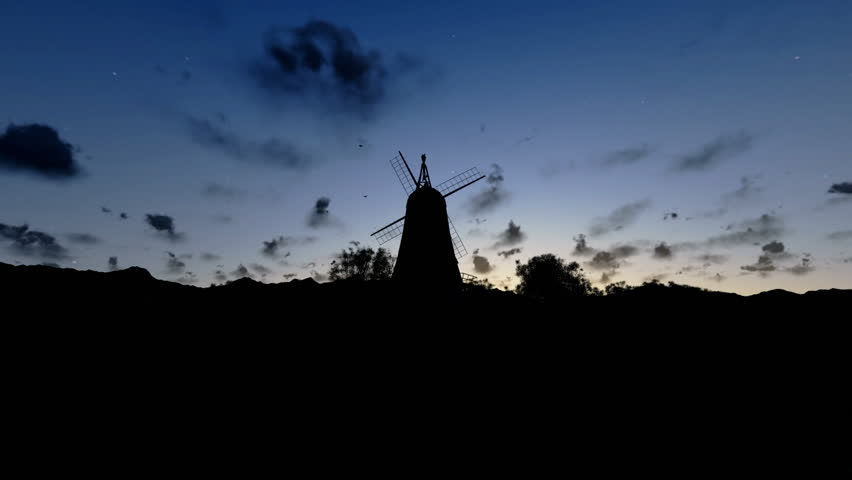 Wind Mill, timelapse sunrise to afternoon