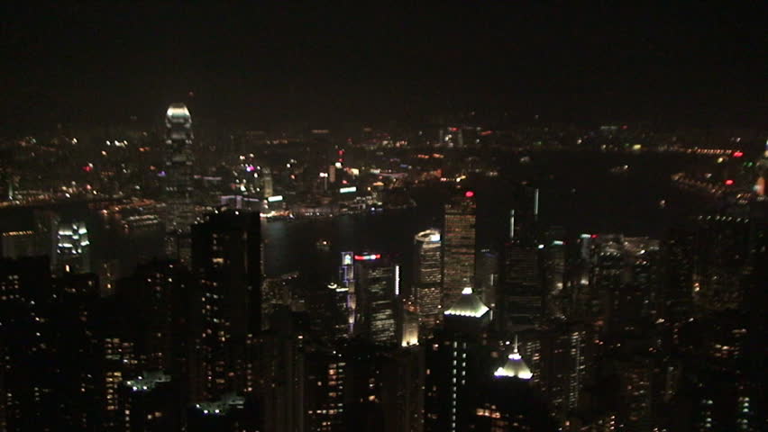Hong Kong, May 2009: View over Hong Kong island on clear night