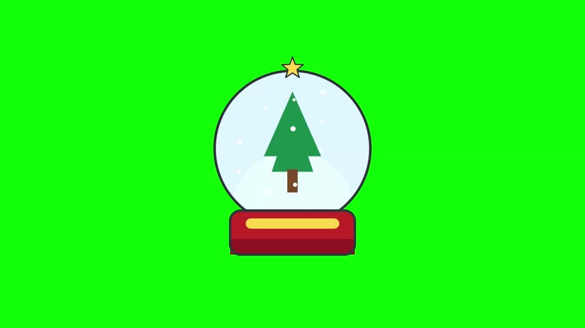 Minimalist Flat Vector Illustration of a Decorative Christmas Tree Inside a Glass Snow Globe Icon Design