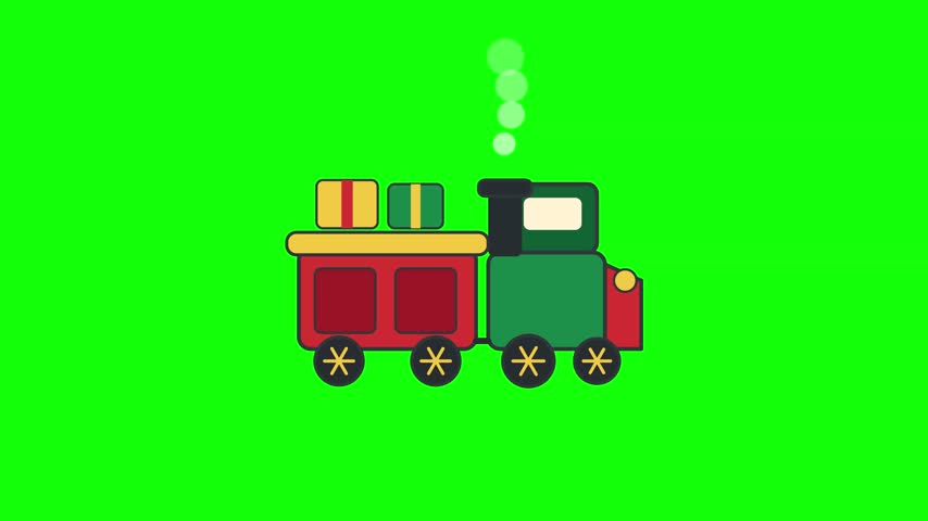 Cartoon Steam Engine Locomotive Train Icon Graphic Design Element on Vibrant Green Background Illustration
