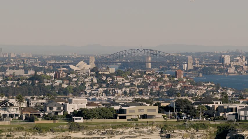 Sydney Harbour Bridge and Opera House Cityscape Viewed from the Eastern Suburbs Australia