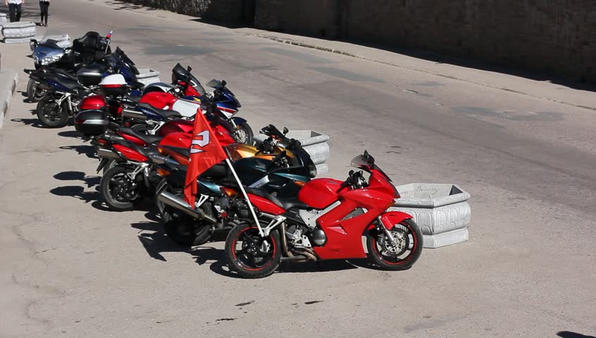motorbikes on street/ motorcycles on street. Bike show in Crimea.