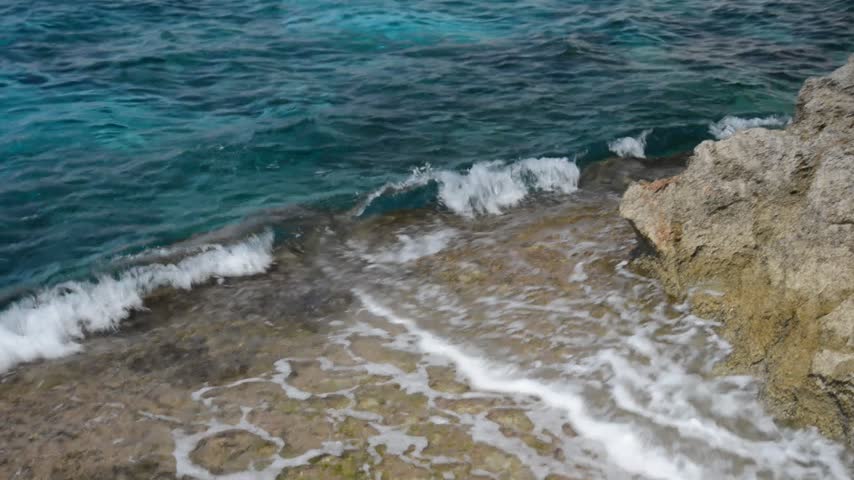 Waves on the beach. Nissi beach, Cyprus