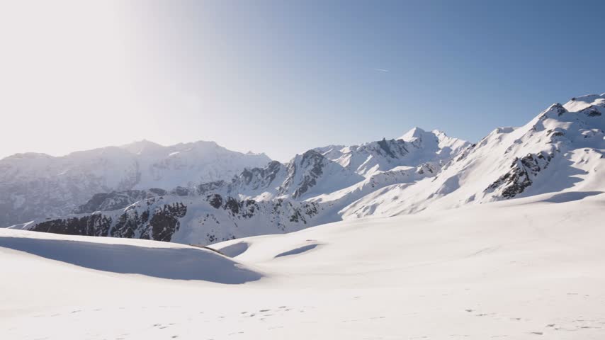 Scenic Winter Mountain Landscape With Fresh Snow and Rugged Peaks