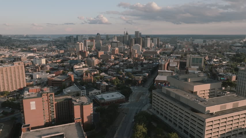 Aerial view of Baltimore on a summer day
