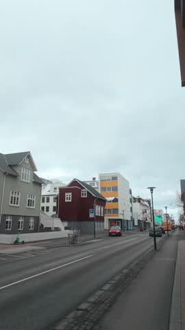A neighborhood street in Reykjavík, Iceland.