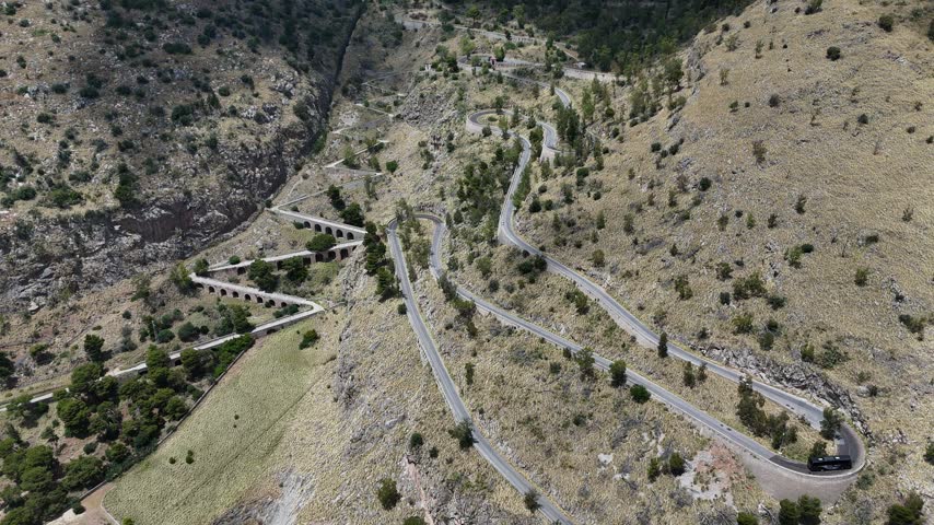aerial shot of Palermo Sicilia Italy Via Pietro Bonanno V al Santuario di Monte Pellegrino Sicily, Italy