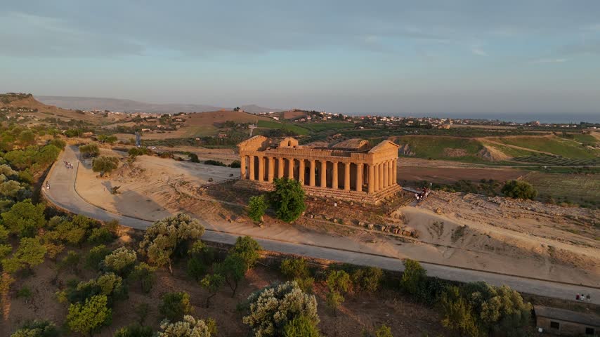 aerial shot of Agrigento, Sicily, Italy