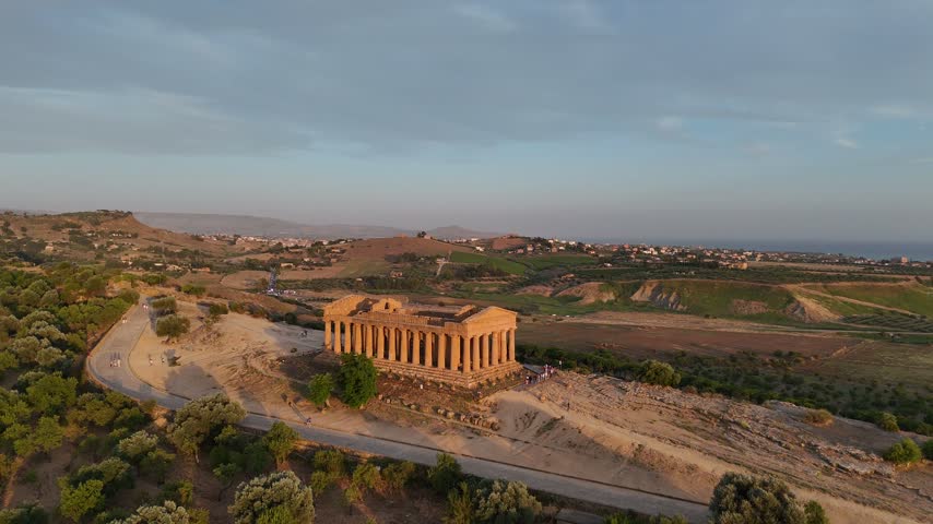 aerial shot of Agrigento, Sicily, Italy