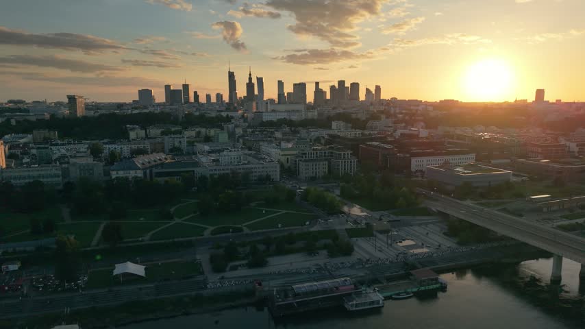 Stunning aerial panorama of Warsaw, Poland, capturing the city