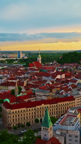 Aerial view of beautiful view of the old city center of Bratislava, Slovakia