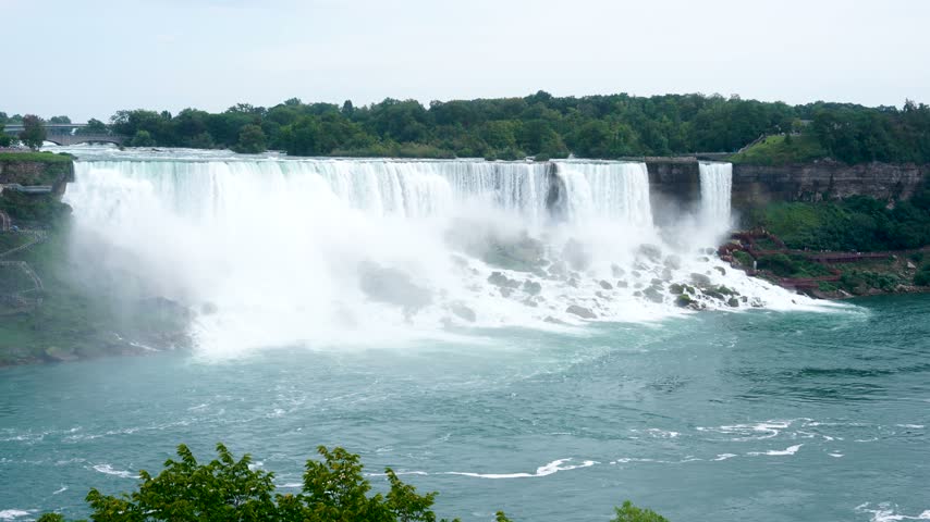 Wide Scenic View of American Falls Across Niagara River