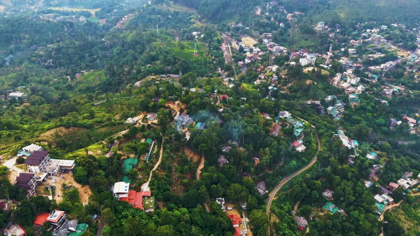 Orbiting aerial drone timelapse above Ella in Sri Lanka
