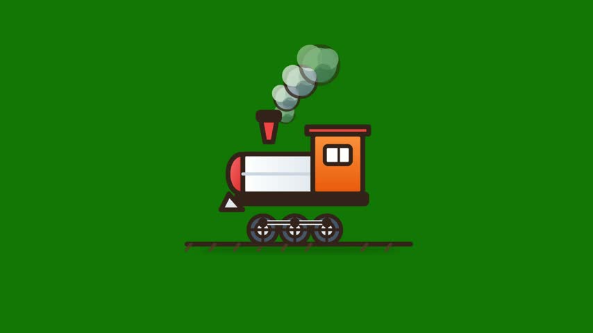 Looping Cartoon Train Animation on Green Screen