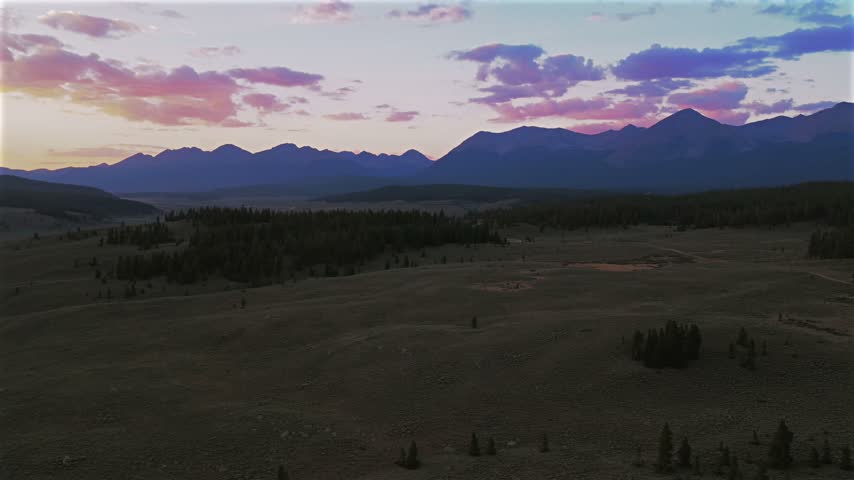 Gunnison National Forest Grizzly Peak Collegiate Peaks Wilderness summer sunset Rocky Mountains Sawatch Range landscape aerial drone Colorado Almont Taylor Park Campground hunting open space pan left