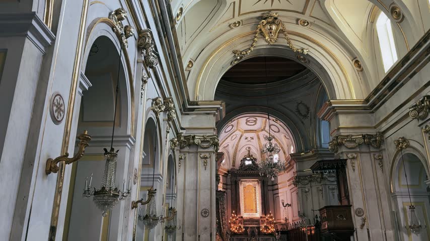 Interior of Church of Saint Mary of the Assumption in Positano Italy