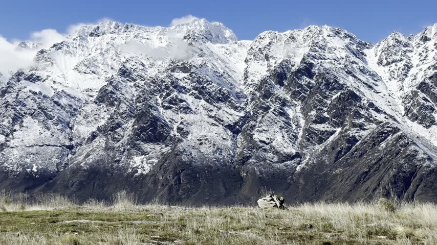 Snowy mountain in jackspoint track, New Zealand