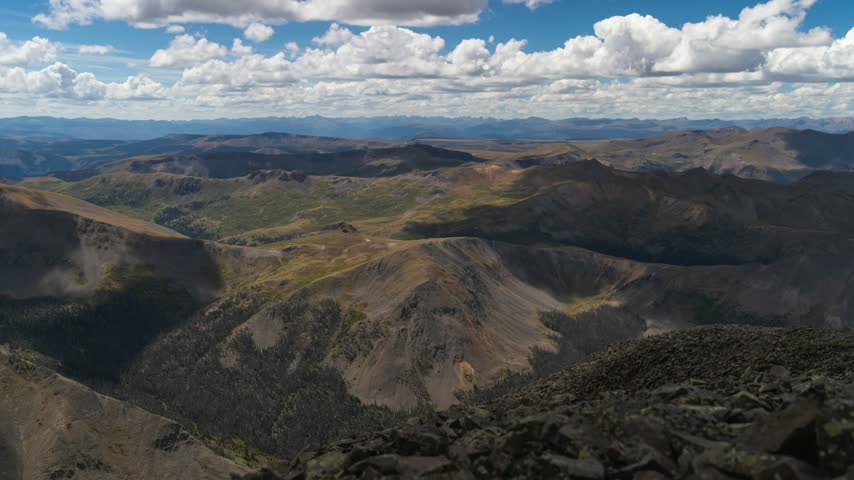 San Juan Rocky Mountains Range Time Lapse San Luis Peak 14er clouds Uncompahgre Handies Peak nature landscape South Ridge La Garita Wilderness Colorado Spring Creek Basin Gunnison National Forest