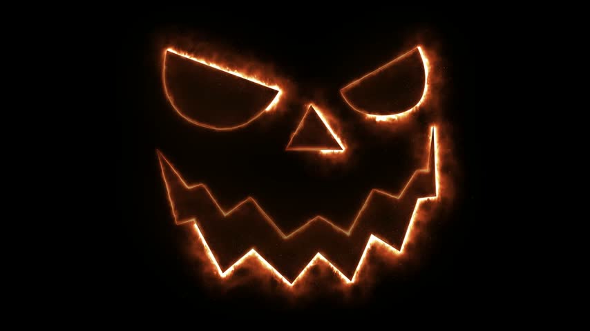 Flaming Jack O Lantern Face Looping Background for Halloween