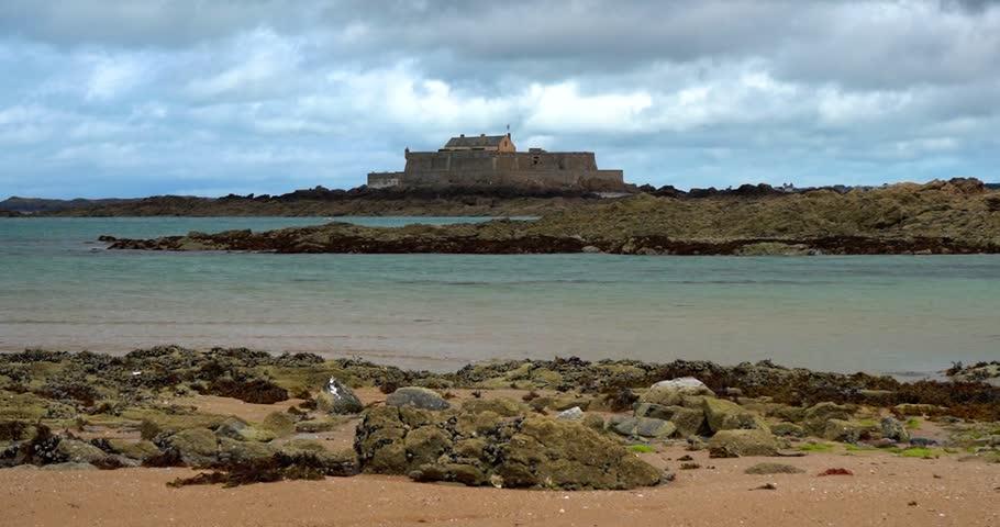 National Fort seen from the beach in Saint-Malo, France