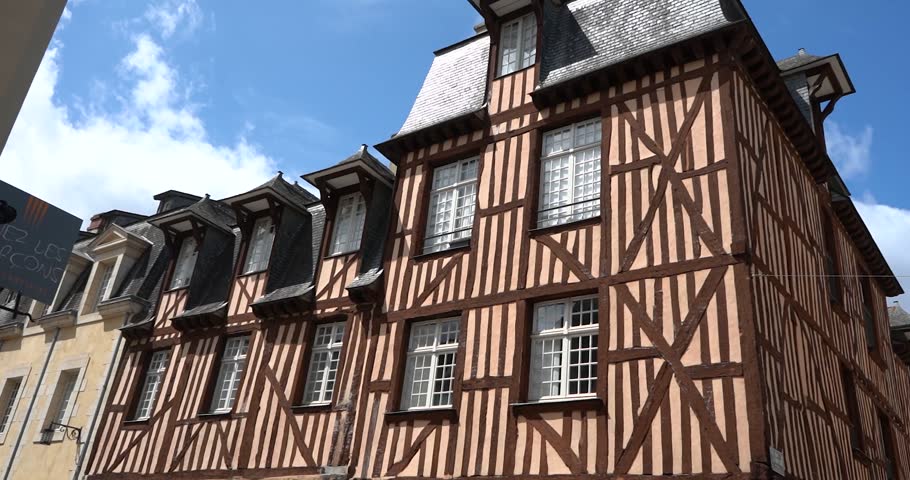 Half-timbered buildings in Rennes, France