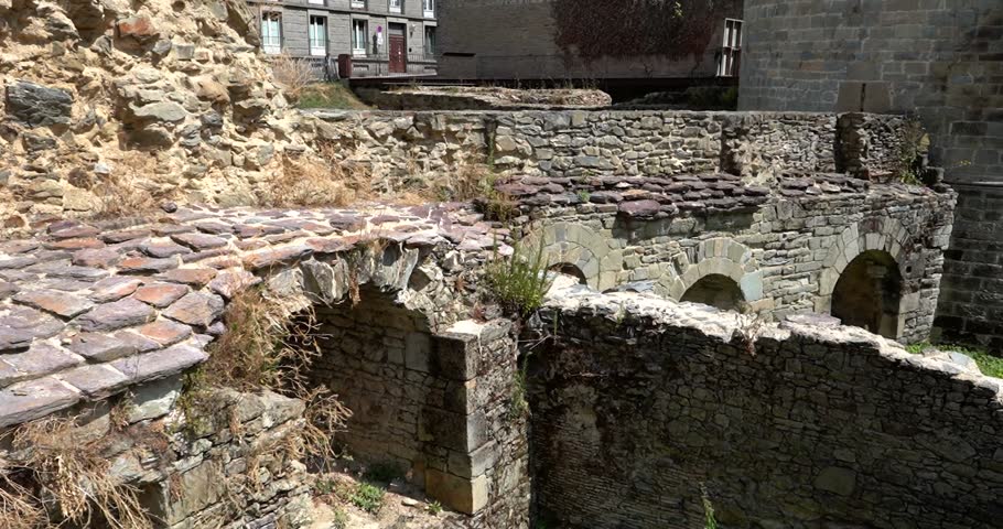 Medieval ruins near Portes Mordelaises in Rennes, France