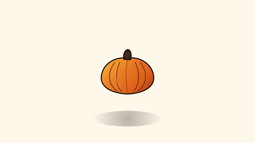 Pumpkin cartoon vector animation demonstrating squash and stretch motion on a neutral background