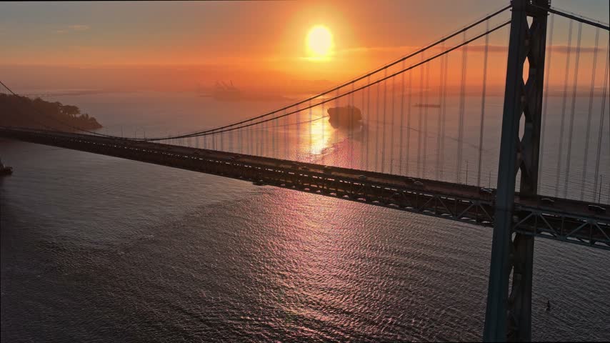 San Francisco Oakland Bay Bridge At Sunset
