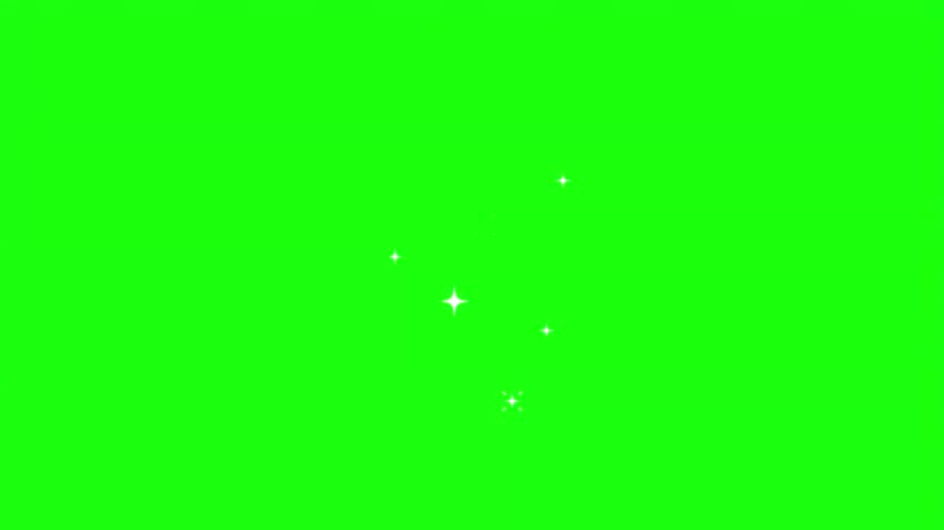 White glowing sparkling stars with circular frames vector illustration isolated on green screen.   