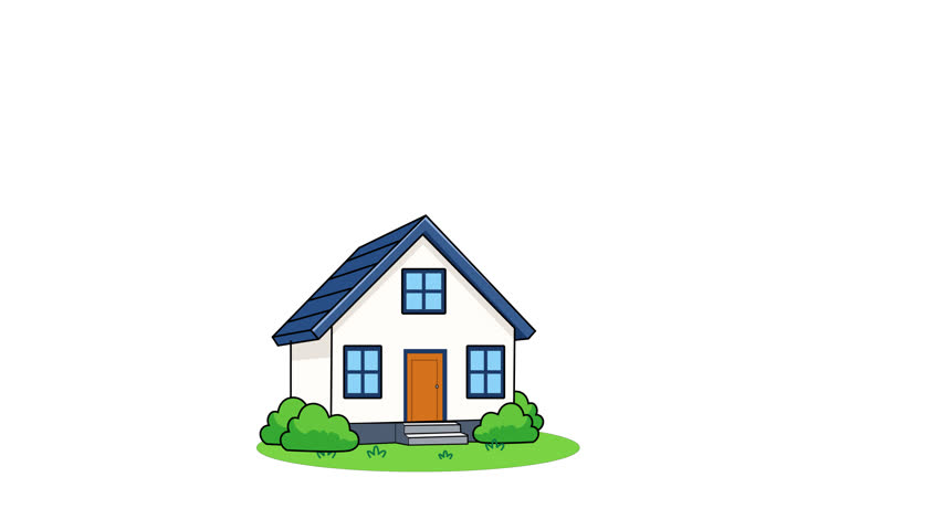 House with a mortgage document, money and payment symbol, clean flat 2d vector illustration on a transparent background with alpha channel.
