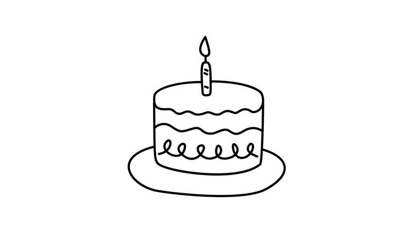 handdrawn birthday cake with candles