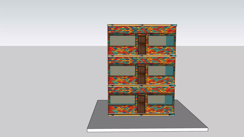 The modern colorful Brick Building 