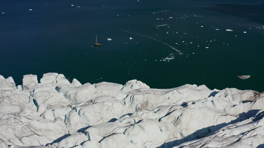 Aerial View Of Glacier And Scoresby Sound - Fjord In Greenland.