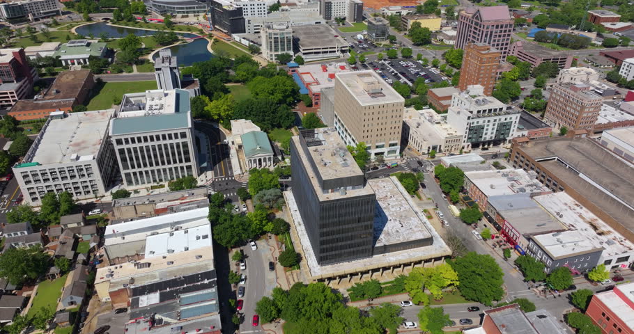 Aerial view of Huntsville, old historical city in Alabama. Southern American architecture.