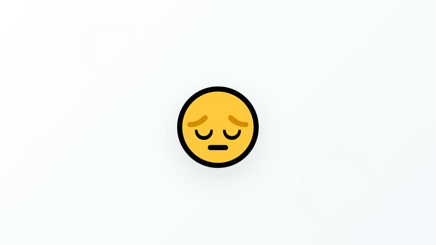 motion graphics video illustration of icons with sad facial expressions