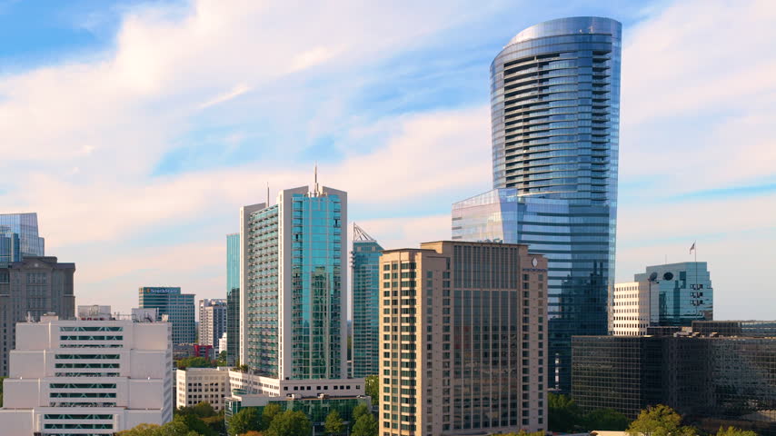 Buckhead uptown commercial and residential district of the city of Atlanta, Georgia. Urban landscape with recognizable buildings and contemporary architecture in the USA.