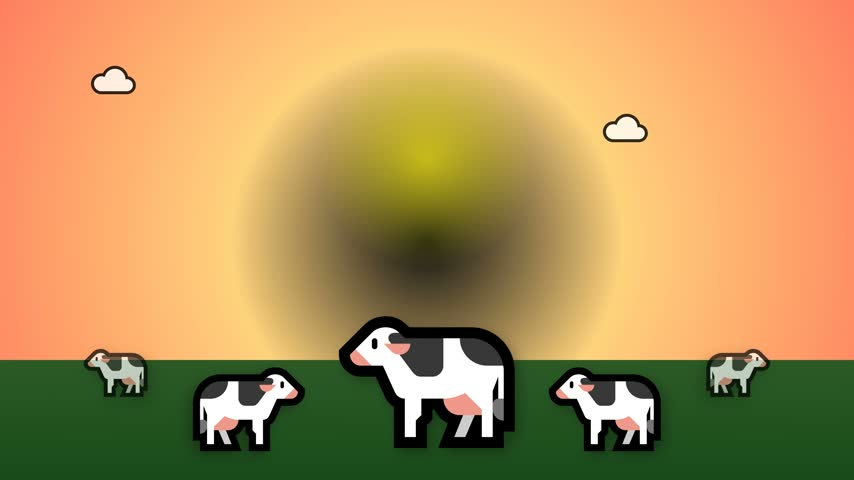 cow vector video, taken from the front position