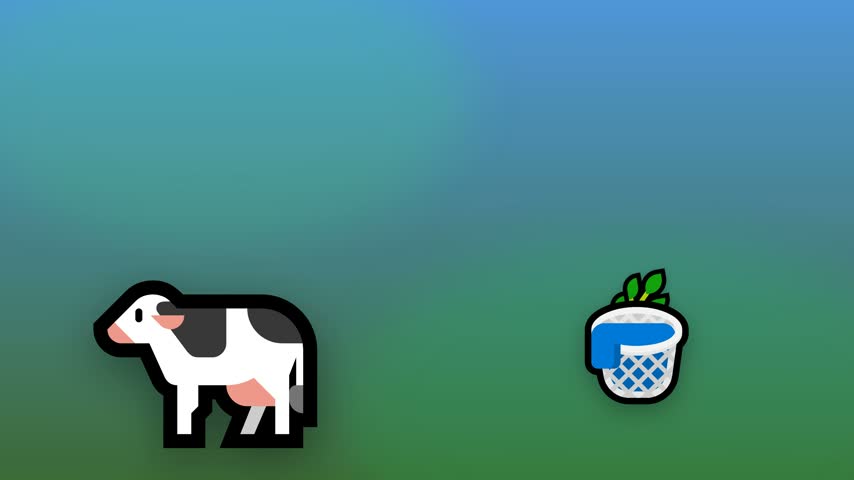 cow vector video, taken from the front position