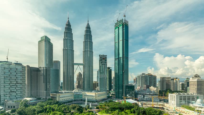 Time lapse of the amazing skyline of Kuala Lumpur City Center in Malaysia