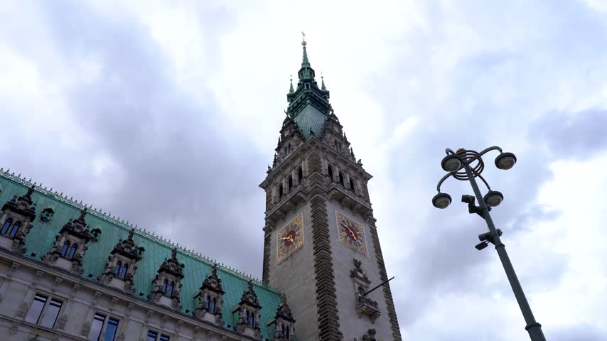 Hamburg City Hall close up view top down