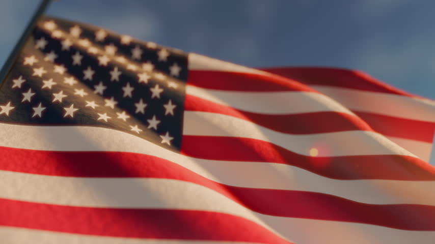 American Flag Waving in the Wind for Veterans Day Remembrance