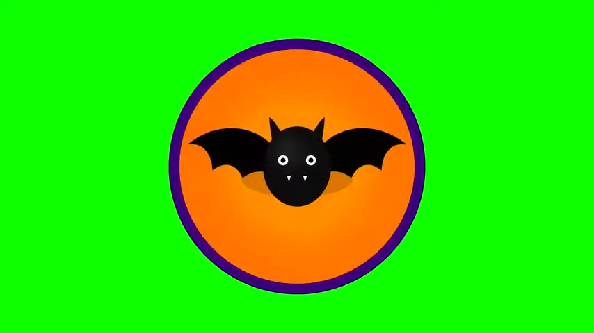 A flat vector style illustration of a black bat centered in a circular frame for Halloween design.